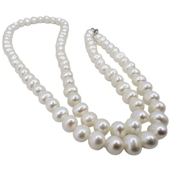 White Wedding Pearls Necklace 18” 925 Sterling Silver GrannyCore  Classy - Picture 2 of 12
